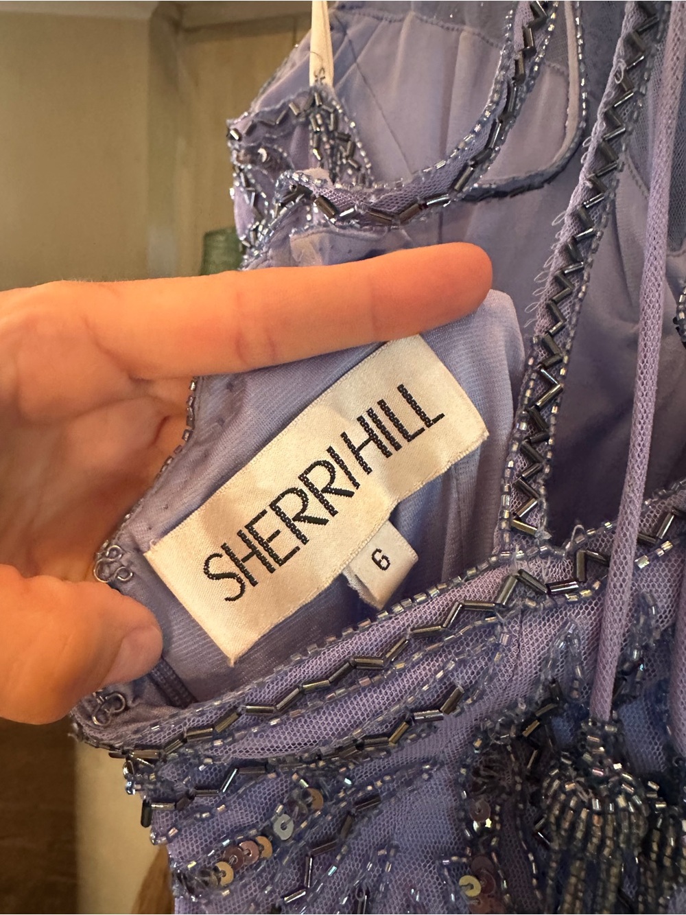 Sherri Hill Lavender Beaded Halter Mini Dress - Picture 2 of 6